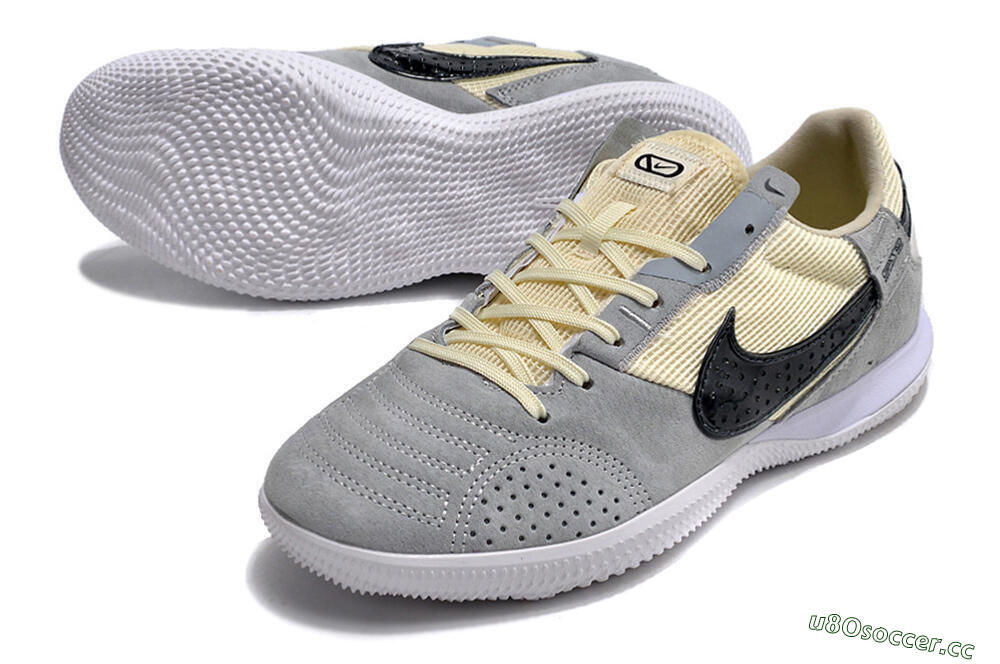 Men's Nike Street Gato IC Indoor & Futsal Low-Tops Football Shoes - Grey/Beige/Black/White 3