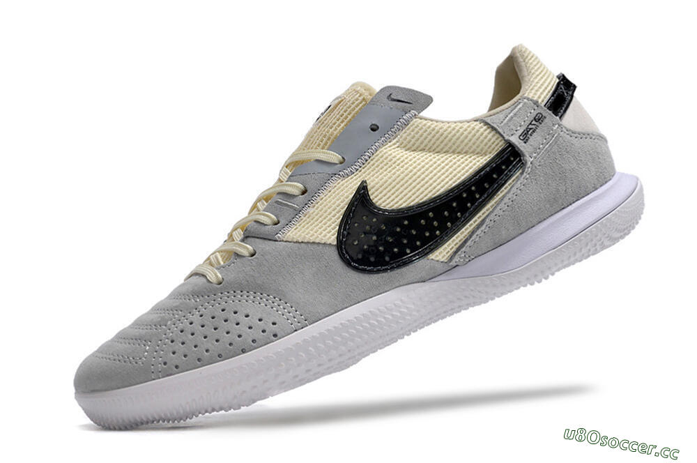 Men's Nike Street Gato IC Indoor & Futsal Low-Tops Football Shoes - Grey/Beige/Black/White 5