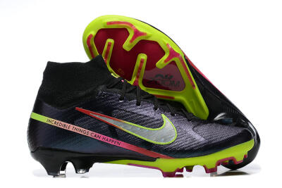 Men's Nike Air Zoom Mercurial Superfly 9 Elite FG Firm Ground High-Tops Football Boots - Black/Silver/Yellow/Pink