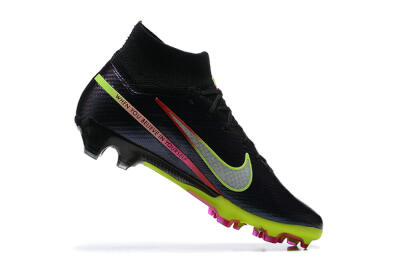 Men's Nike Air Zoom Mercurial Superfly 9 Elite FG Firm Ground High-Tops Football Boots - Black/Silver/Yellow/Pink