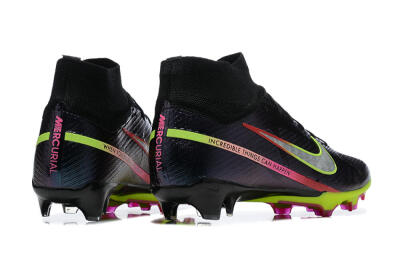 Men's Nike Air Zoom Mercurial Superfly 9 Elite FG Firm Ground High-Tops Football Boots - Black/Silver/Yellow/Pink