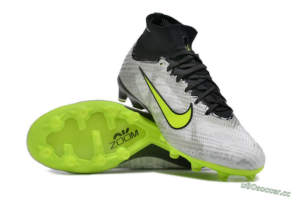 Men's Nike Air Zoom Mercurial Superfly 9 Elite AG Artificial Grass High-Tops Football Boots - Silver/Black/Yellow 1