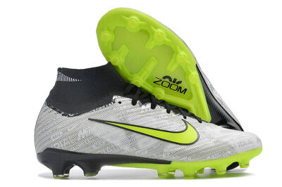 Men's Nike Air Zoom Mercurial Superfly 9 Elite AG Artificial Grass High-Tops Football Boots - Silver/Black/Yellow