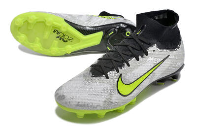Men's Nike Air Zoom Mercurial Superfly 9 Elite AG Artificial Grass High-Tops Football Boots - Silver/Black/Yellow