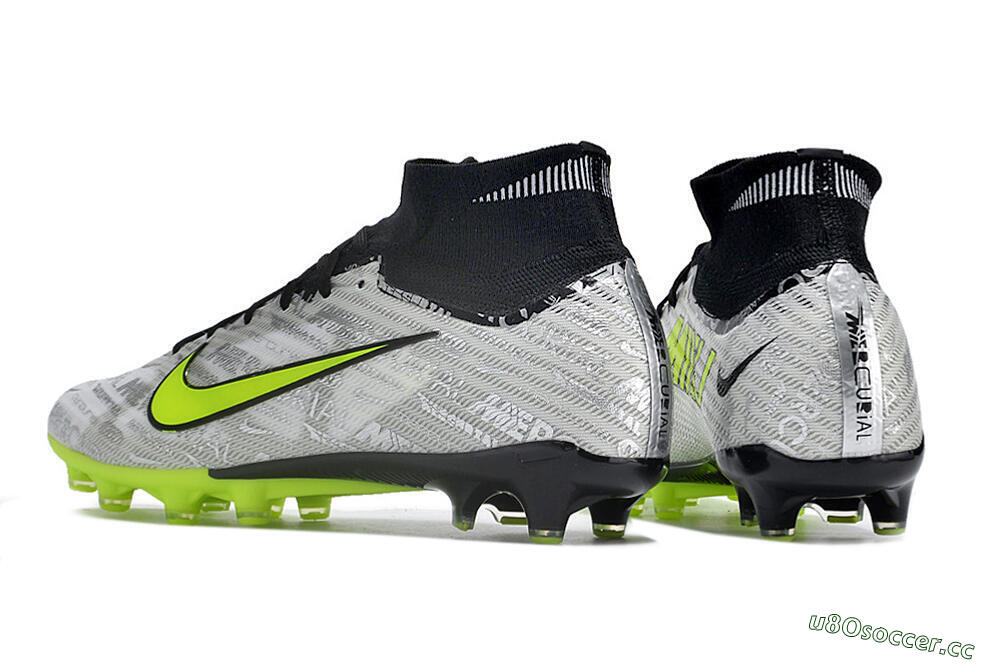 Men's Nike Air Zoom Mercurial Superfly 9 Elite AG Artificial Grass High-Tops Football Boots - Silver/Black/Yellow 4