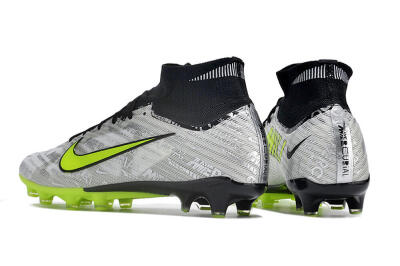 Men's Nike Air Zoom Mercurial Superfly 9 Elite AG Artificial Grass High-Tops Football Boots - Silver/Black/Yellow