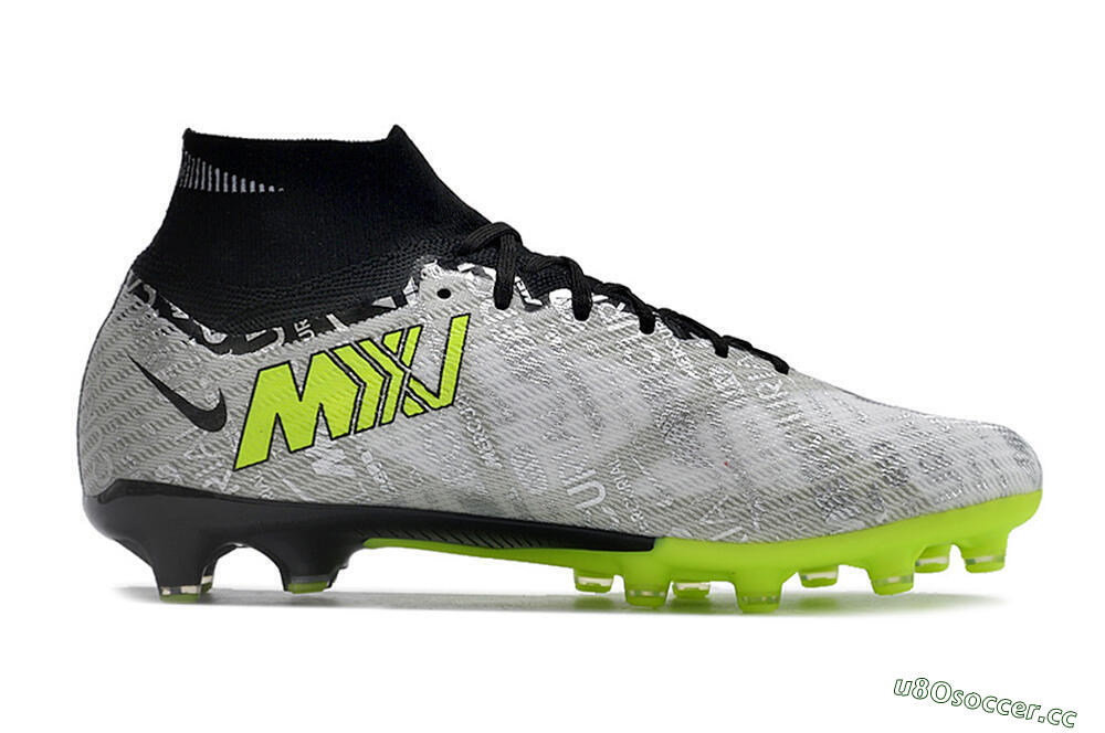 Men's Nike Air Zoom Mercurial Superfly 9 Elite AG Artificial Grass High-Tops Football Boots - Silver/Black/Yellow 5