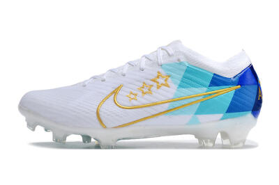 Unisex Nike Air Zoom Mercurial Vapor 15 Elite FG Firm Ground Low-Tops Football Boots - White/Blue/Gold