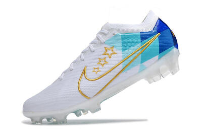 Unisex Nike Air Zoom Mercurial Vapor 15 Elite FG Firm Ground Low-Tops Football Boots - White/Blue/Gold