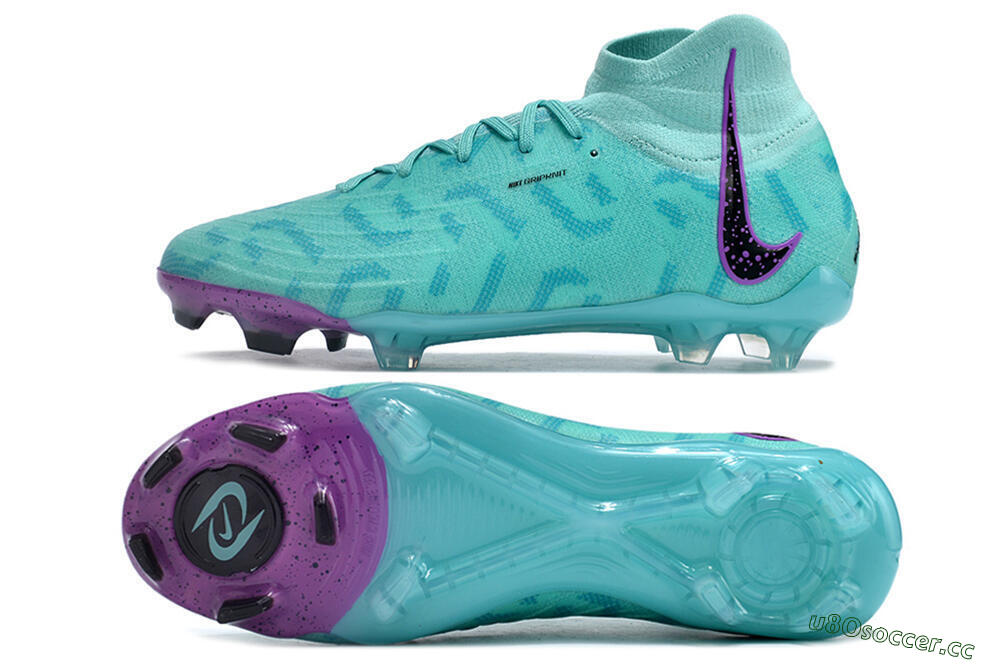 Men's Nike Phantom Luna Elite NU FG Firm Ground High-Tops Football Boots - Jade/Purple/Black 1