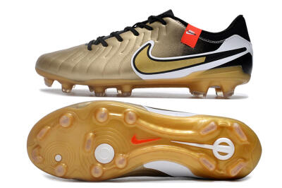 Men's Nike Tiempo Legend 10 Pro FG Firm Ground Low-Tops Football Boots - Gold/Black/White