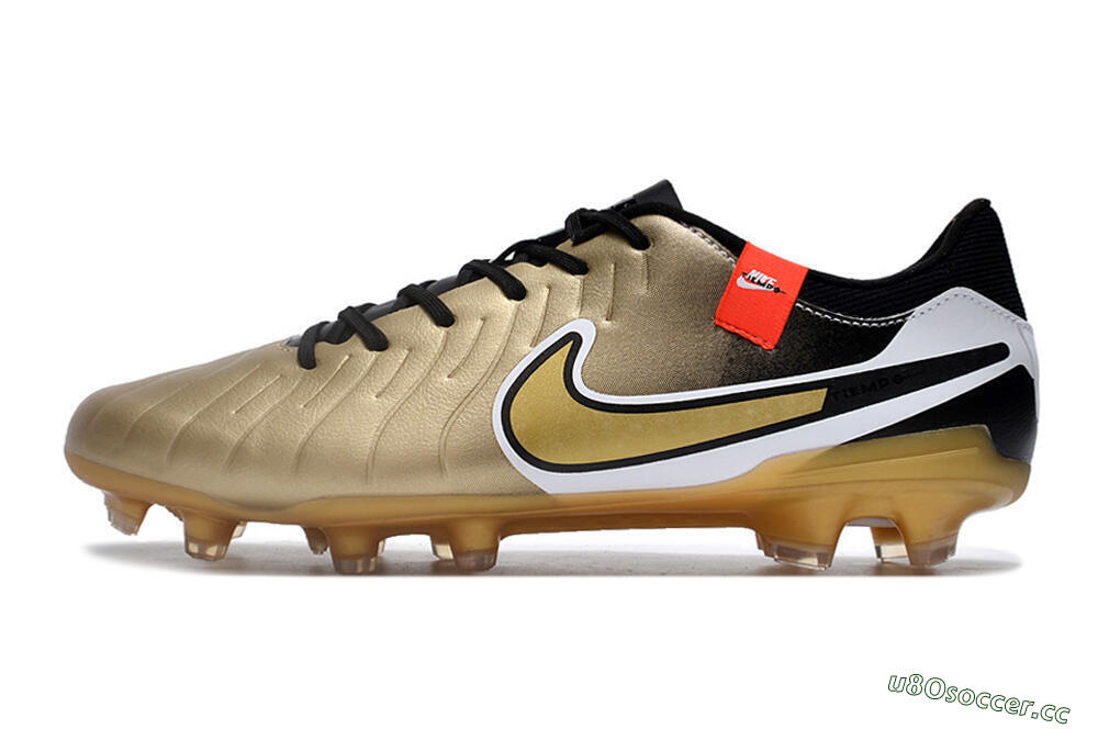 Men's Nike Tiempo Legend 10 Pro FG Firm Ground Low-Tops Football Boots - Gold/Black/White 0