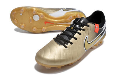 Men's Nike Tiempo Legend 10 Pro FG Firm Ground Low-Tops Football Boots - Gold/Black/White