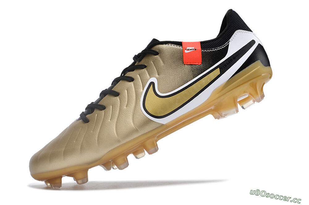 Men's Nike Tiempo Legend 10 Pro FG Firm Ground Low-Tops Football Boots - Gold/Black/White 5
