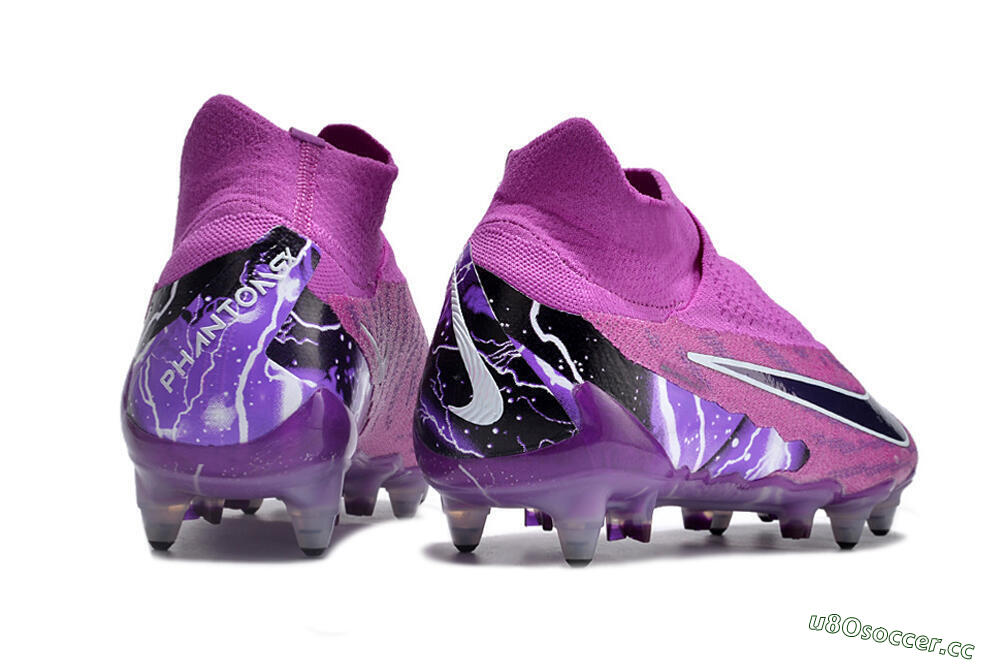 Men's Nike Phantom GX Thunder Elite DF Link SG Soft Ground High-Tops Football Boots - Purple/White/Black 6