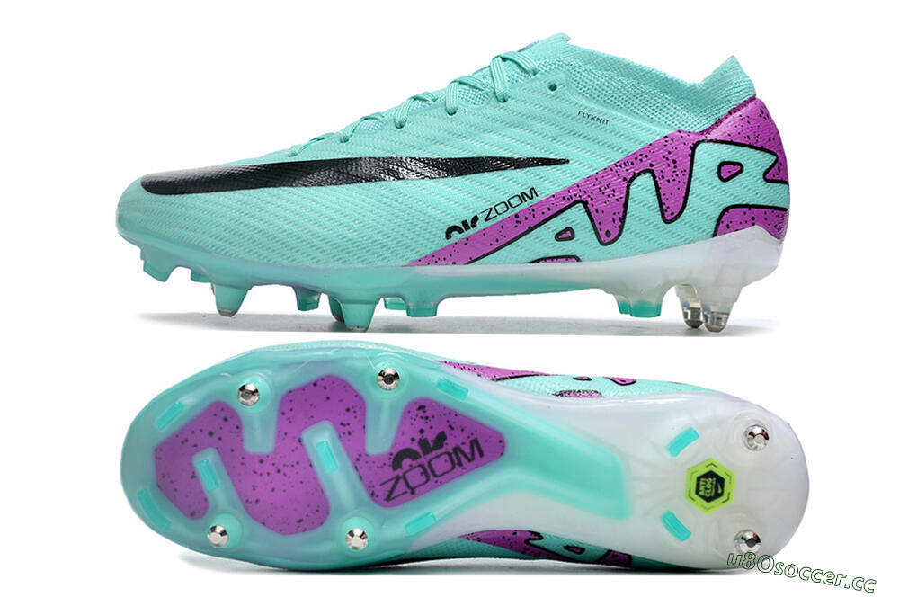 Men's Nike Air Zoom Mercurial Vapor 15 Elite SG Soft Ground Low-Tops Football Boots - Turquoise/Black/White/Purple 1