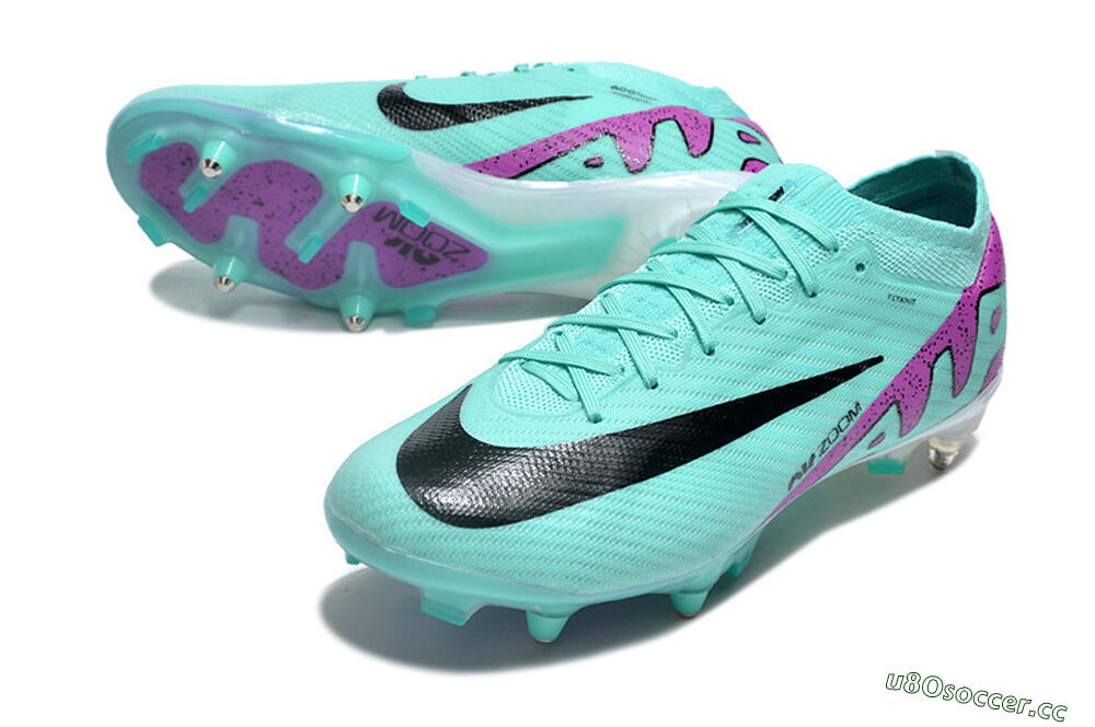 Men's Nike Air Zoom Mercurial Vapor 15 Elite SG Soft Ground Low-Tops Football Boots - Turquoise/Black/White/Purple 3