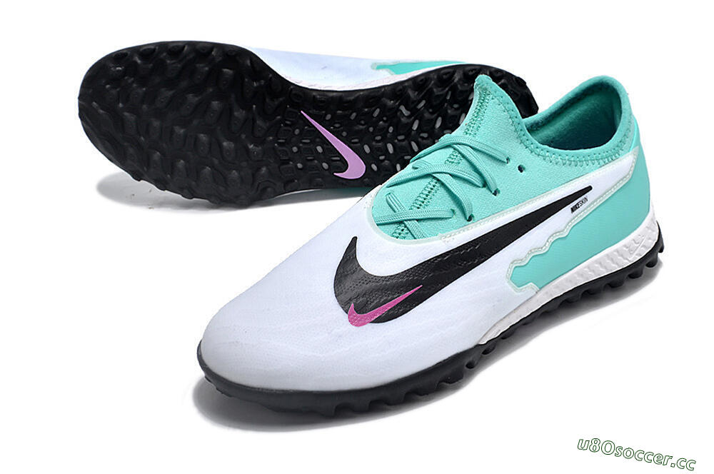 Men's Nike React Phantom GX Pro TF Artificial Turf Low-Tops Football Shoes - White/Black/Jade 3