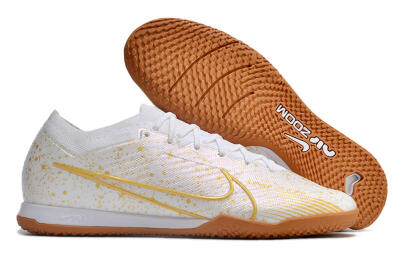 Men's Nike Air Zoom Mercurial Vapor 15 Elite IC Indoor & Futsal Low-Tops Football Shoes - White/Gold/Brown