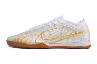Men's Nike Air Zoom Mercurial Vapor 15 Elite IC Indoor & Futsal Low-Tops Football Shoes - White/Gold/Brown