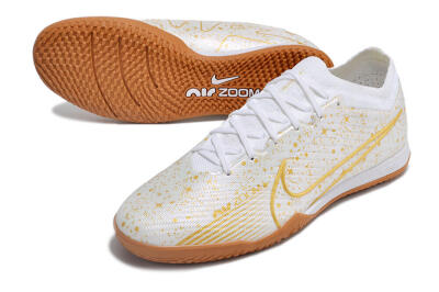 Men's Nike Air Zoom Mercurial Vapor 15 Elite IC Indoor & Futsal Low-Tops Football Shoes - White/Gold/Brown