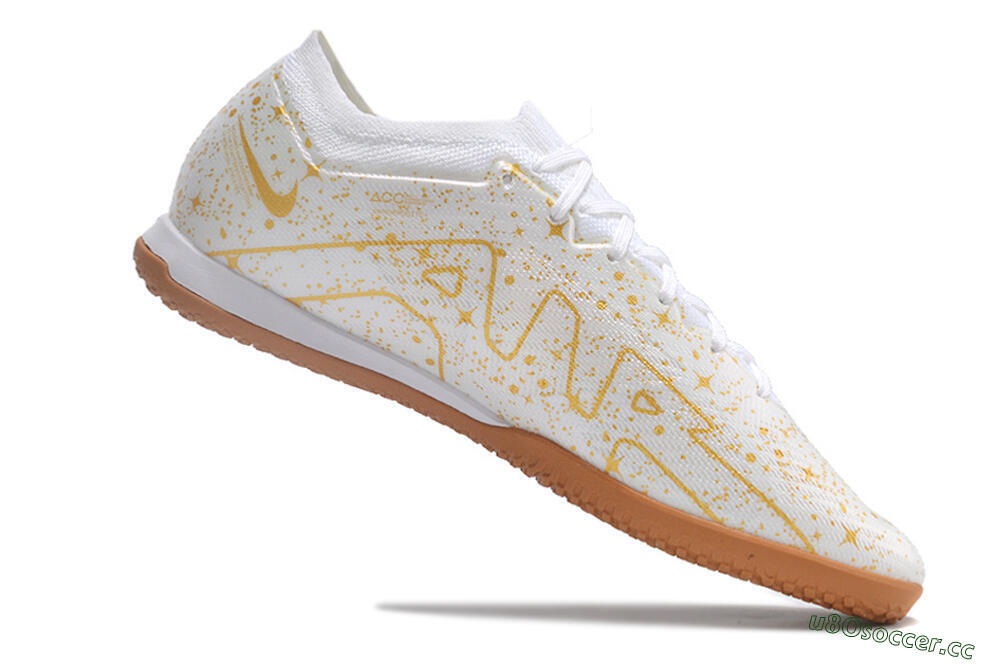 Men's Nike Air Zoom Mercurial Vapor 15 Elite IC Indoor & Futsal Low-Tops Football Shoes - White/Gold/Brown 4