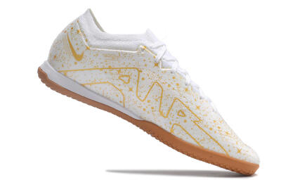 Men's Nike Air Zoom Mercurial Vapor 15 Elite IC Indoor & Futsal Low-Tops Football Shoes - White/Gold/Brown