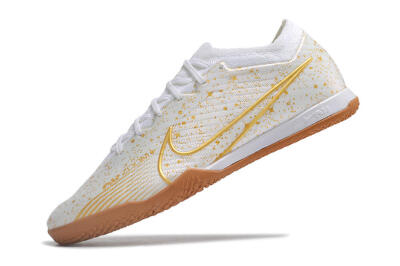 Men's Nike Air Zoom Mercurial Vapor 15 Elite IC Indoor & Futsal Low-Tops Football Shoes - White/Gold/Brown