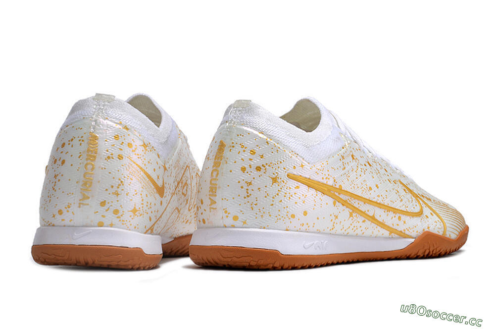 Men's Nike Air Zoom Mercurial Vapor 15 Elite IC Indoor & Futsal Low-Tops Football Shoes - White/Gold/Brown 6