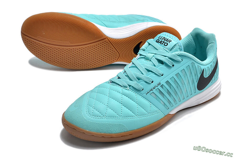 Men's Nike Lunar Gato 2 IC Indoor & Futsal Low-Tops Football Shoes - Jade/Black/White 3