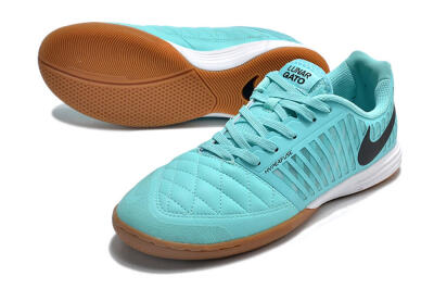 Men's Nike Lunar Gato 2 IC Indoor & Futsal Low-Tops Football Shoes - Jade/Black/White