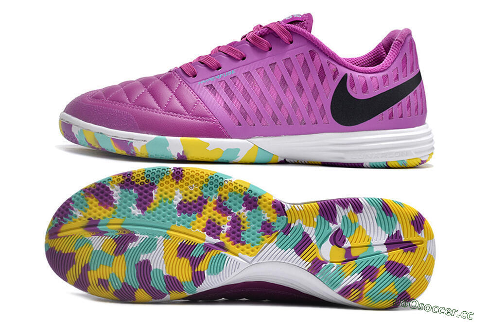 Men's Nike Lunar Gato 2 IC Indoor & Futsal Low-Tops Football Shoes - Purple/Black/Rainbow 1
