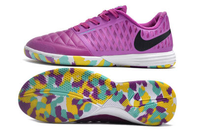 Men's Nike Lunar Gato 2 IC Indoor & Futsal Low-Tops Football Shoes - Purple/Black/Rainbow