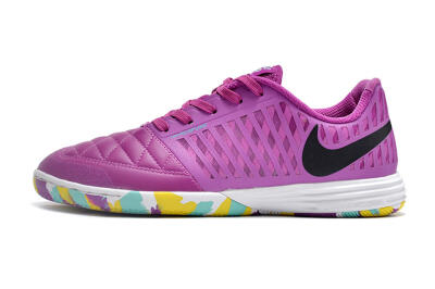 Men's Nike Lunar Gato 2 IC Indoor & Futsal Low-Tops Football Shoes - Purple/Black/Rainbow