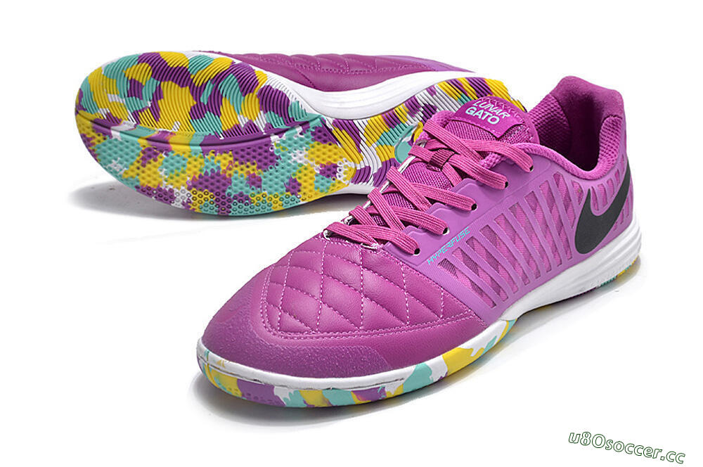 Men's Nike Lunar Gato 2 IC Indoor & Futsal Low-Tops Football Shoes - Purple/Black/Rainbow 3