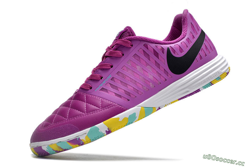 Men's Nike Lunar Gato 2 IC Indoor & Futsal Low-Tops Football Shoes - Purple/Black/Rainbow 5