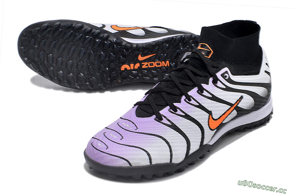 Unisex Nike Air Zoom Mercurial Superfly 9 Elite TF Artificial Turf High-Tops Football Shoes - Purple/Black/Orange 3