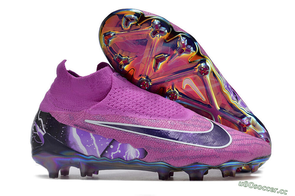 Men's Nike Phantom GX DF Elite FG Firm Ground High-Tops Football Boots - Purple/Black/White/Gold 2