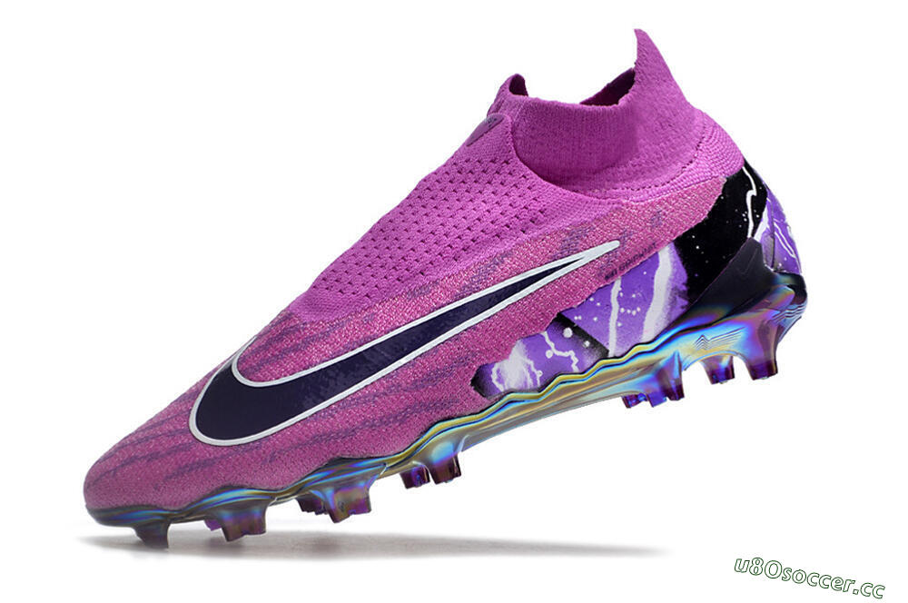 Men's Nike Phantom GX DF Elite FG Firm Ground High-Tops Football Boots - Purple/Black/White/Gold 5
