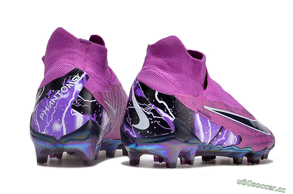 Men's Nike Phantom GX DF Elite FG Firm Ground High-Tops Football Boots - Purple/Black/White/Gold 6