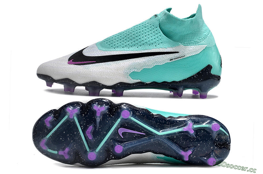 Unisex Nike Phantom GX Elite DF FG Firm Ground High-Tops Football Boots - White/Purple/Jade 1