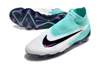 Unisex Nike Phantom GX Elite DF FG Firm Ground High-Tops Football Boots - White/Purple/Jade
