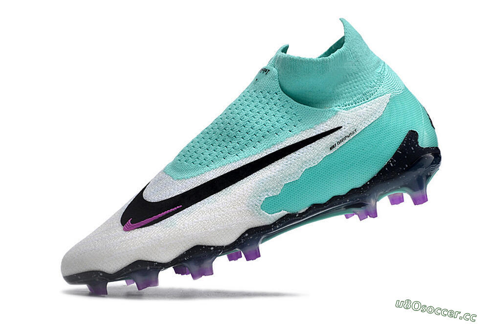 Unisex Nike Phantom GX Elite DF FG Firm Ground High-Tops Football Boots - White/Purple/Jade 5