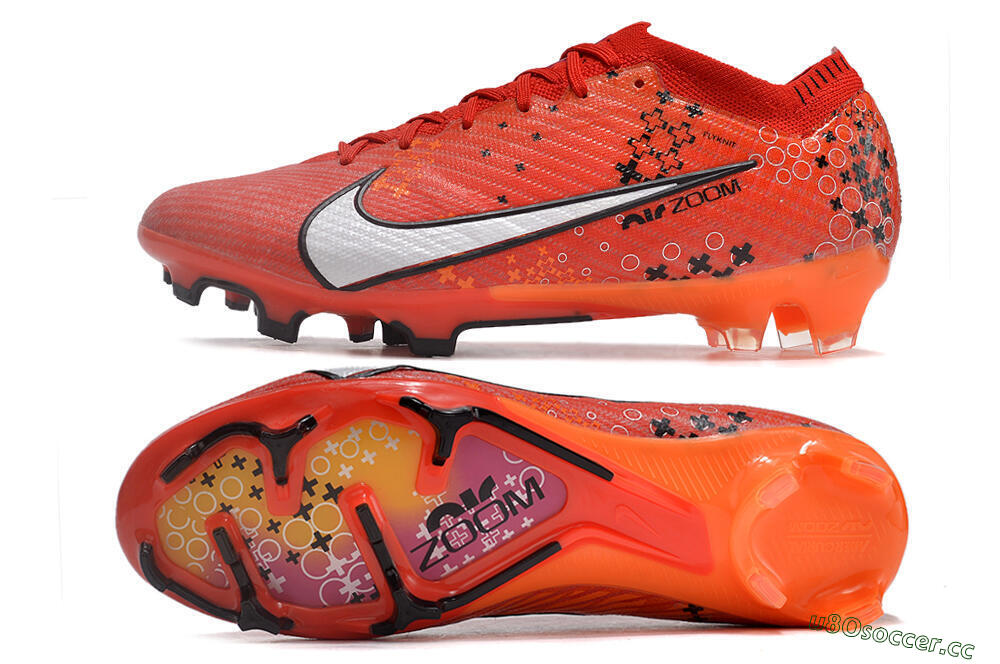 Men's Nike AIR Zoom Mercurial Vapor 15 Elite FG Firm Ground Low-Tops Football Boots - Orange/White/Black 1