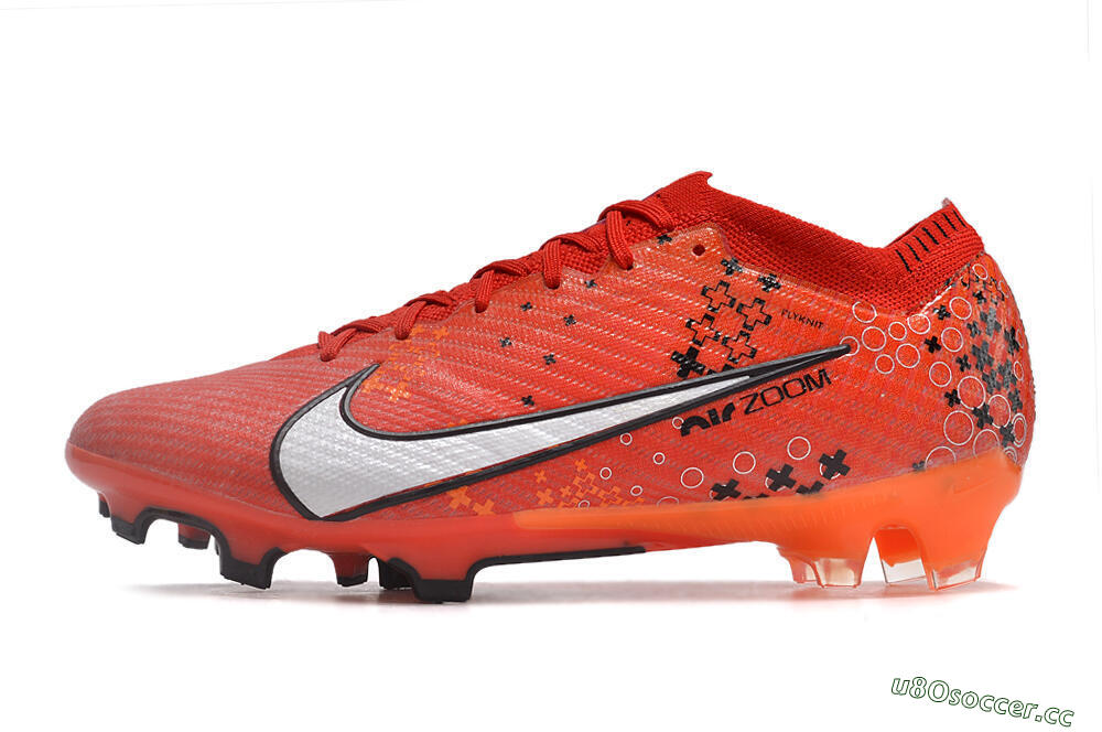 Men's Nike AIR Zoom Mercurial Vapor 15 Elite FG Firm Ground Low-Tops Football Boots - Orange/White/Black 0