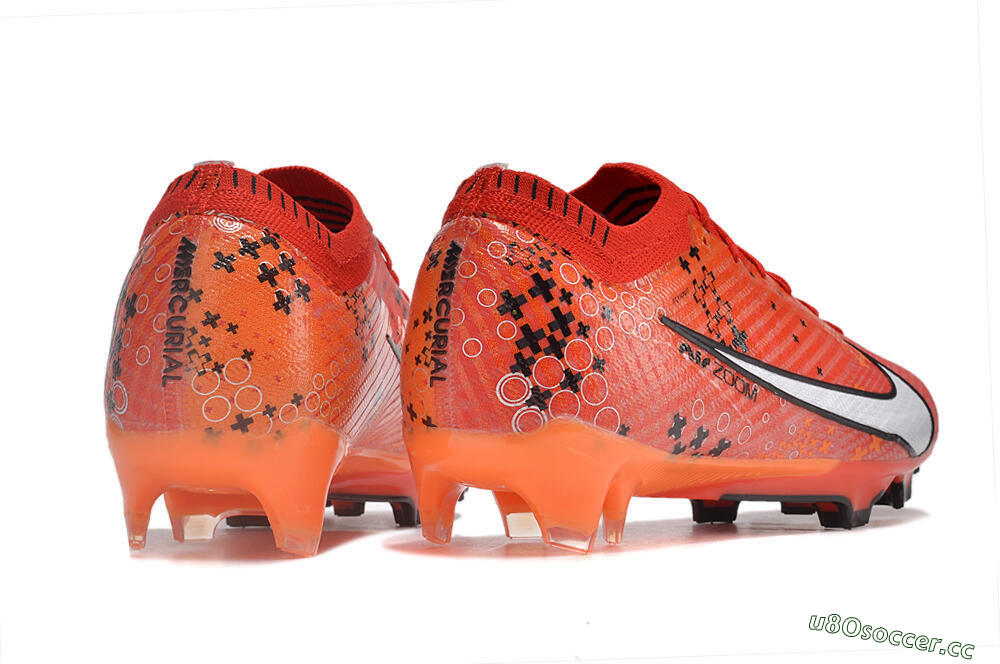 Men's Nike AIR Zoom Mercurial Vapor 15 Elite FG Firm Ground Low-Tops Football Boots - Orange/White/Black 6