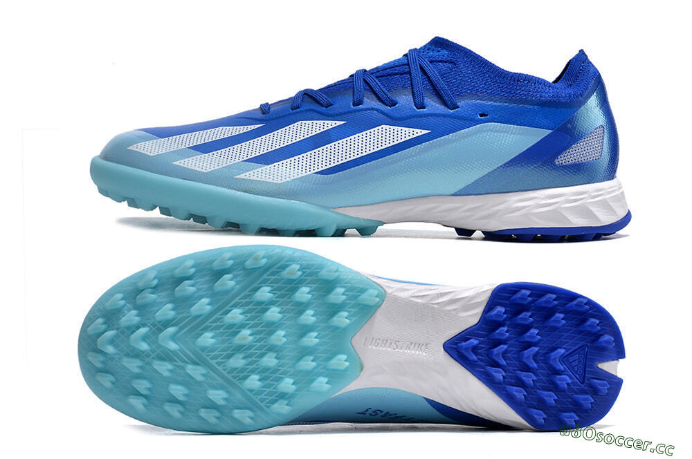 Men's Adidas X Crazyfast.1 TF Artificial Turf Low-Tops Football Shoes - Blue/Silver/White 1
