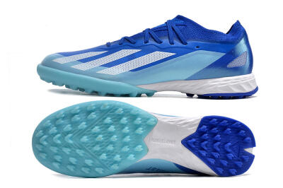 Men's Adidas X Crazyfast.1 TF Artificial Turf Low-Tops Football Shoes - Blue/Silver/White