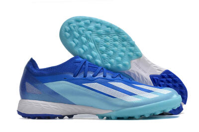Men's Adidas X Crazyfast.1 TF Artificial Turf Low-Tops Football Shoes - Blue/Silver/White