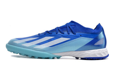 Men's Adidas X Crazyfast.1 TF Artificial Turf Low-Tops Football Shoes - Blue/Silver/White